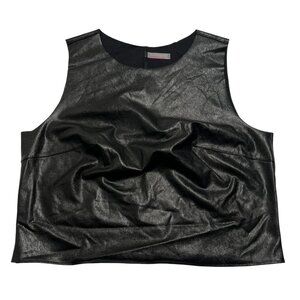 Commando Faux Leather Shell Crop Top in Black
